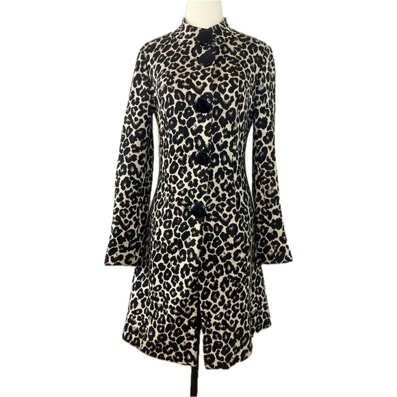 Le Chateau Leopard Print Fitted Pea Coat Made in Canada; XXS - Picture 1 of 9